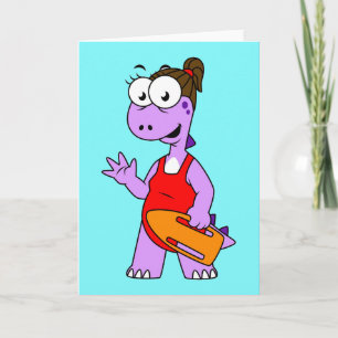 Illustration Of A Tyrannosaurus Rex Lifeguard. Card