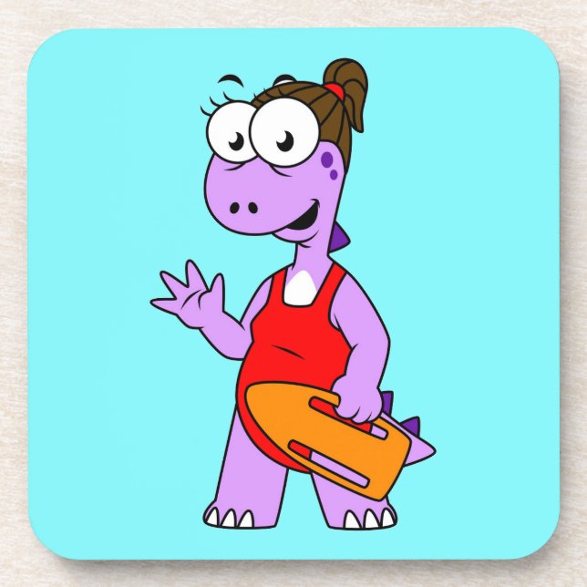 Illustration Of A Tyrannosaurus Rex Lifeguard. Coaster (Front)
