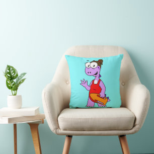 Illustration Of A Tyrannosaurus Rex Lifeguard. Cushion