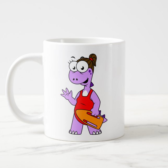 Illustration Of A Tyrannosaurus Rex Lifeguard. Large Coffee Mug (Left)