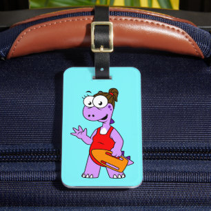Illustration Of A Tyrannosaurus Rex Lifeguard. Luggage Tag