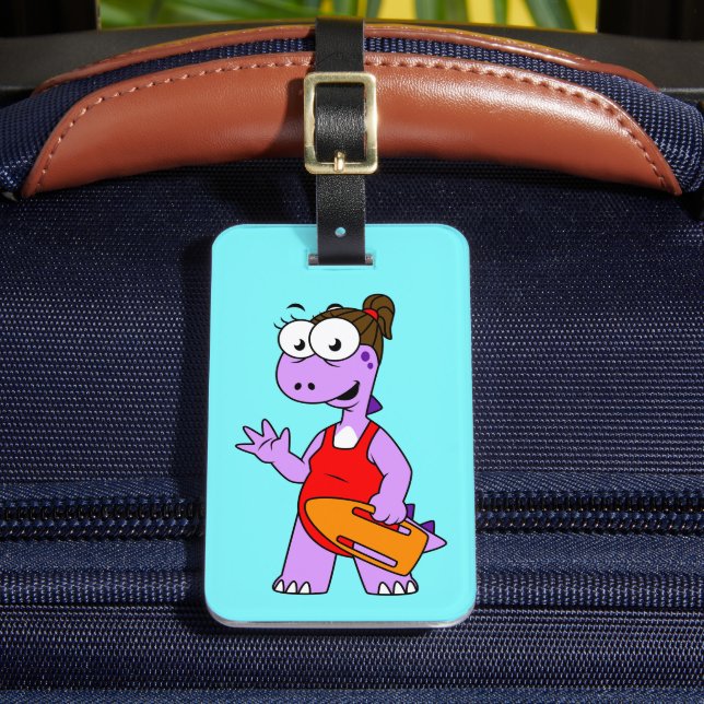 Illustration Of A Tyrannosaurus Rex Lifeguard. Luggage Tag (Front Insitu 2)