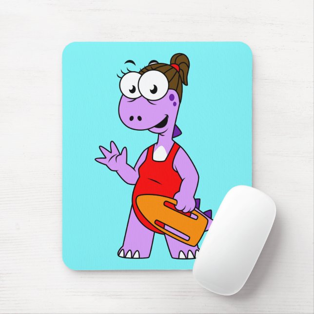 Illustration Of A Tyrannosaurus Rex Lifeguard. Mouse Mat (With Mouse)