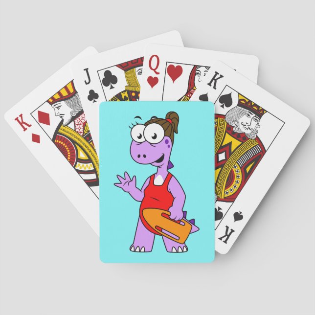 Illustration Of A Tyrannosaurus Rex Lifeguard. Playing Cards (Back)