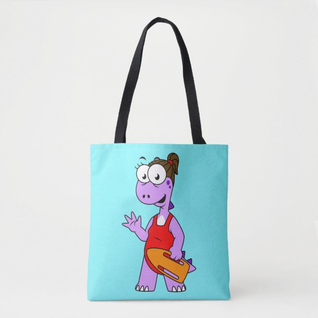 Illustration Of A Tyrannosaurus Rex Lifeguard. Tote Bag (Front)