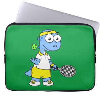 Illustration Of A Tyrannosaurus Rex Tennis Player. Laptop Sleeve