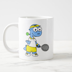 Illustration Of A Tyrannosaurus Rex Tennis Player. Large Coffee Mug