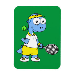 Illustration Of A Tyrannosaurus Rex Tennis Player. Magnet
