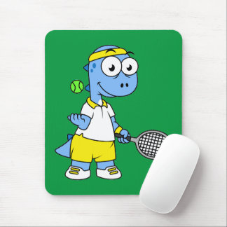 Illustration Of A Tyrannosaurus Rex Tennis Player. Mouse Mat