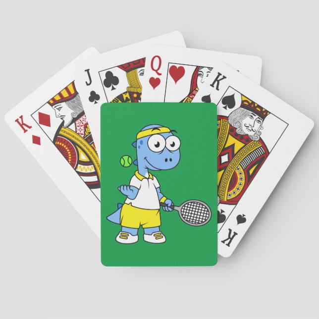 Illustration Of A Tyrannosaurus Rex Tennis Player. Playing Cards (Back)