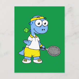 Illustration Of A Tyrannosaurus Rex Tennis Player. Postcard