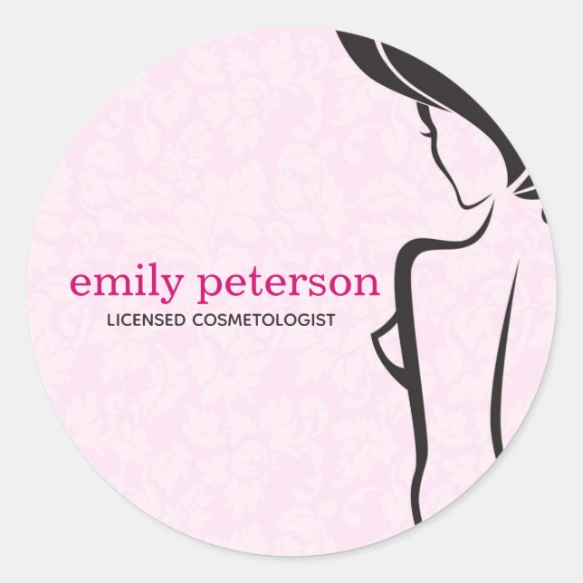 Illustration of a Woman Classic Round Sticker (Front)