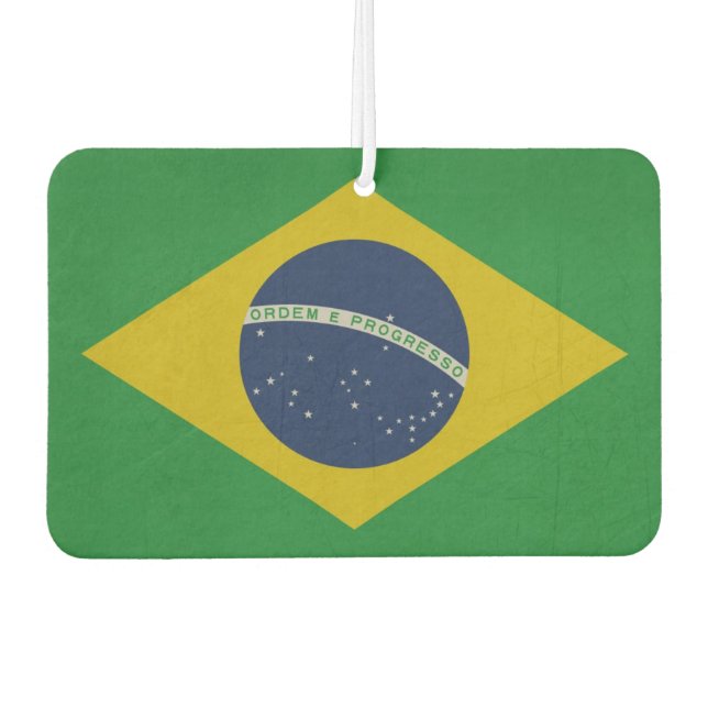 Illustration of abstract grunge flag of Brazil Car Air Freshener (Front)
