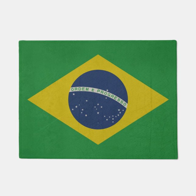 Illustration of abstract grunge flag of Brazil Doormat (Front)