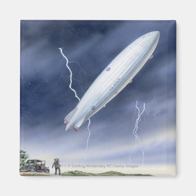 Illustration of airship being struck by lightning magnet (Front)
