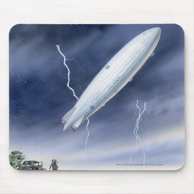 Illustration of airship being struck by lightning mouse mat (Front)