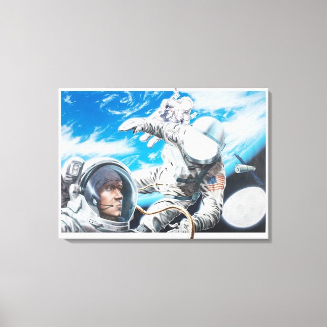 Illustration of American astronauts in space Canvas Print (Front)