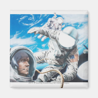 Illustration of American astronauts in space Magnet
