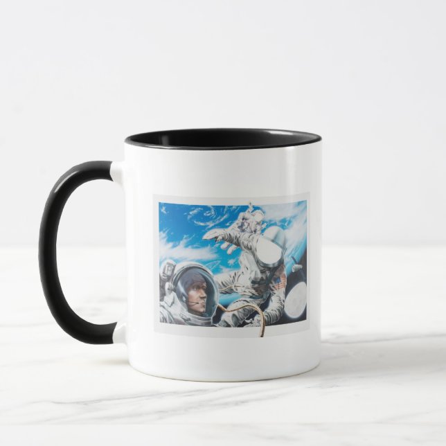 Illustration of American astronauts in space Mug (Left)