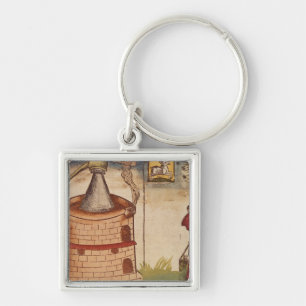 Illustration of an alchemist at work key ring