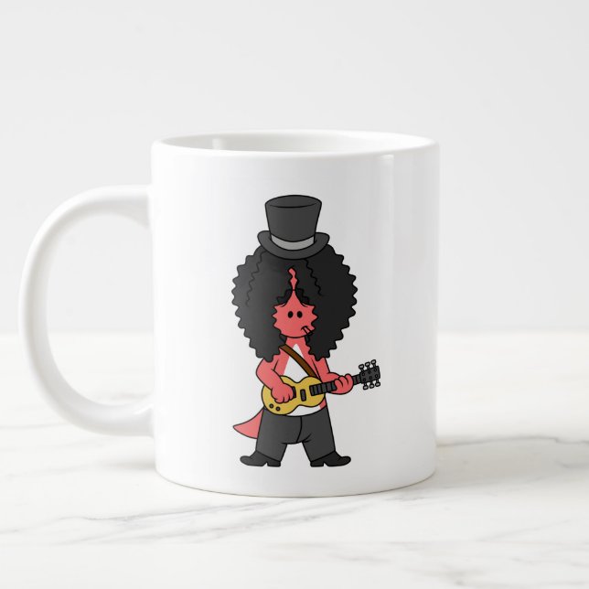 Illustration Of An Allosaurus Dressed As Rock Star Large Coffee Mug (Left)