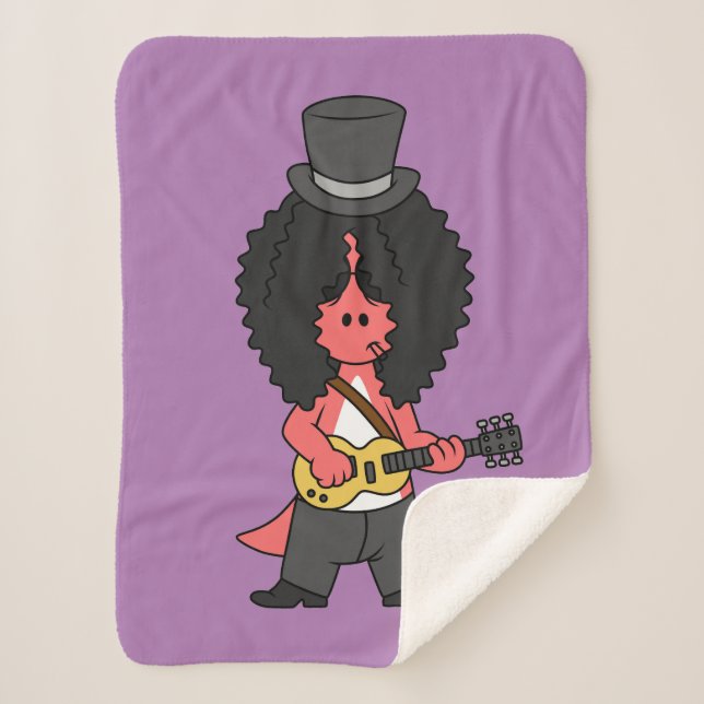 Illustration Of An Allosaurus Dressed As Rock Star Sherpa Blanket (Front)