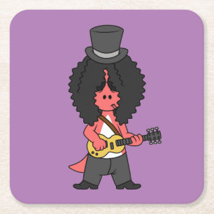 Illustration Of An Allosaurus Dressed As Rock Star Square Paper Coaster