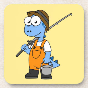 Illustration Of An Allosaurus Fisherman. Coaster