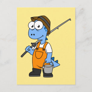 Illustration Of An Allosaurus Fisherman. Postcard