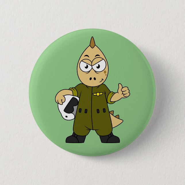 Illustration Of An Allosaurus Jet Pilot. 6 Cm Round Badge (Front)