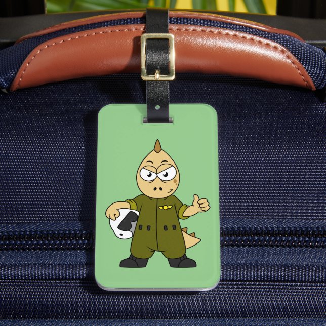 Illustration Of An Allosaurus Jet Pilot. Luggage Tag (Front Insitu 2)