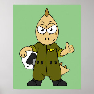 Illustration Of An Allosaurus Jet Pilot. Poster