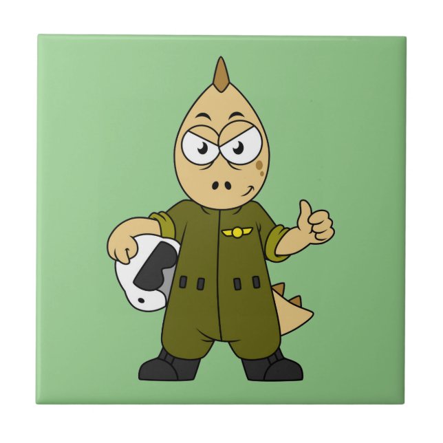 Illustration Of An Allosaurus Jet Pilot. Tile (Front)