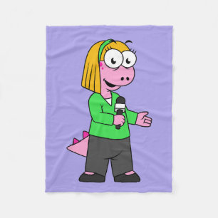 Illustration Of An Allosaurus News Reporter. Fleece Blanket