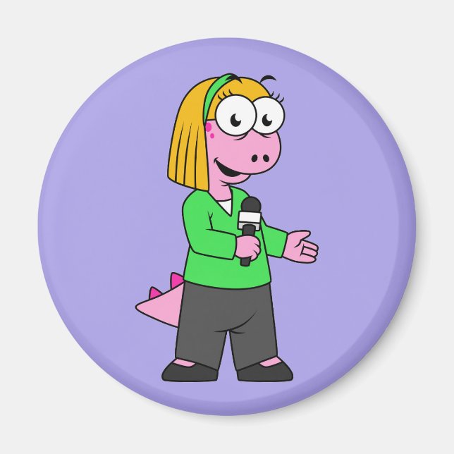 Illustration Of An Allosaurus News Reporter. Magnet (Front)