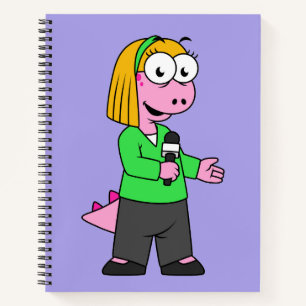 Illustration Of An Allosaurus News Reporter. Notebook