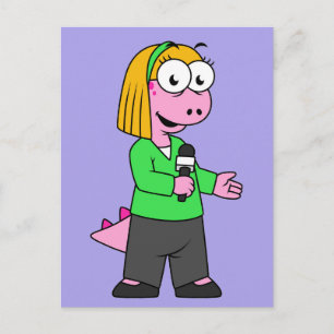 Illustration Of An Allosaurus News Reporter. Postcard
