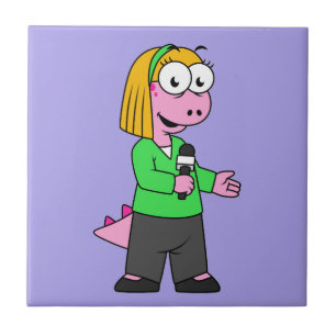 Illustration Of An Allosaurus News Reporter. Tile