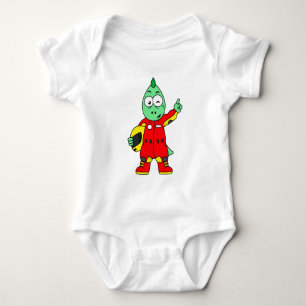 Illustration Of An Allosaurus Race Car Driver. Baby Bodysuit