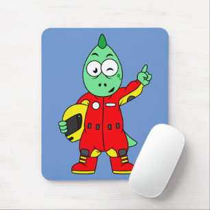 Illustration Of An Allosaurus Race Car Driver. Mouse Mat