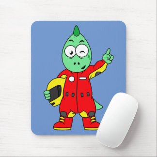 Illustration Of An Allosaurus Race Car Driver. Mouse Mat