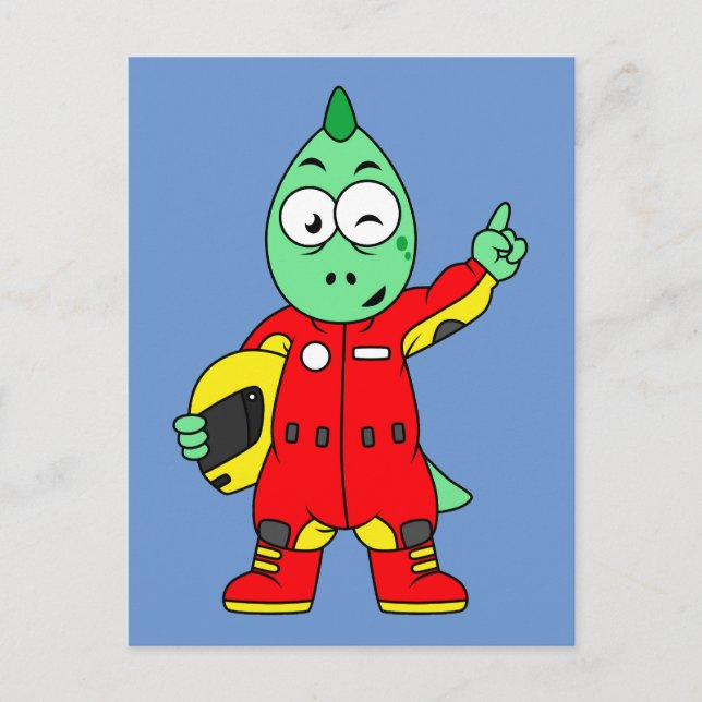 Illustration Of An Allosaurus Race Car Driver. Postcard (Front)