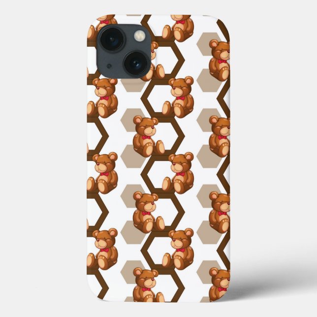 illustration of an array of teddy bear on white Case-Mate iPhone case (Back)