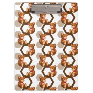 illustration of an array of teddy bear on white clipboard