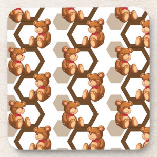 illustration of an array of teddy bear on white coaster