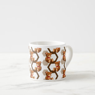 illustration of an array of teddy bear on white espresso cup