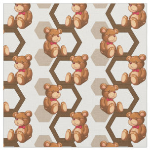 illustration of an array of teddy bear on white fabric