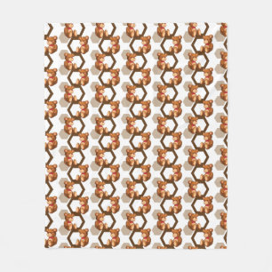 illustration of an array of teddy bear on white fleece blanket