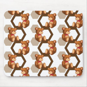illustration of an array of teddy bear on white mouse mat
