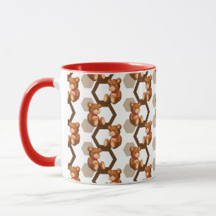 illustration of an array of teddy bear on white mug